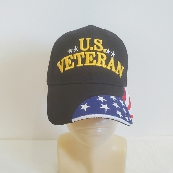 U.S. Veteran American Flag Stars And Stripes Baseball Hat Cap NWOT - Picture 3 of 14